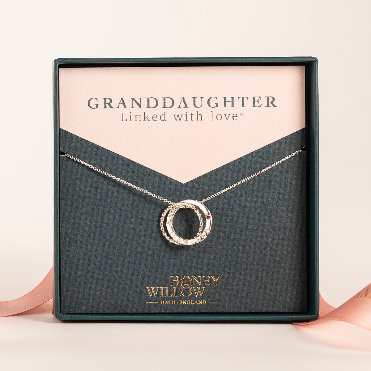 Gift for Granddaughter - Personalised Double Link Birthstone Necklace - Petite Silver