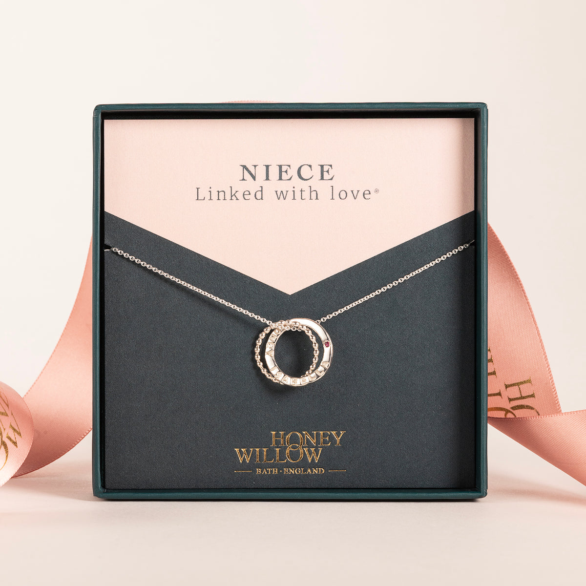 Gift for Niece - Personalised Double Link Birthstone Necklace - Petite Silver