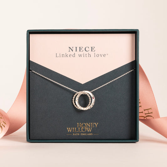 Gift for Niece - Personalised Double Link Birthstone Necklace - Petite Silver