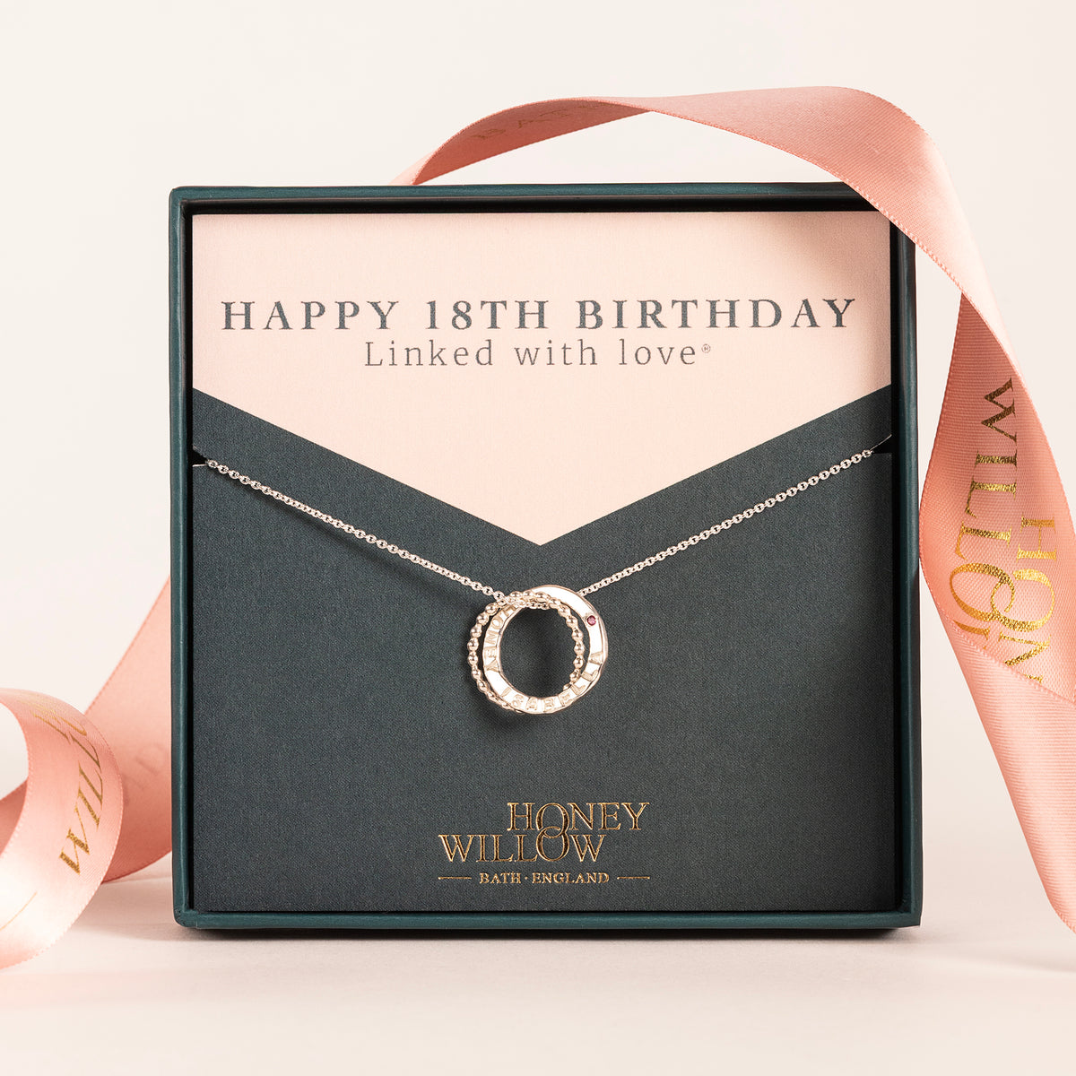 18th Birthday Gift - Personalised Double Link Birthstone Necklace - Petite Silver