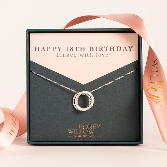 18th Birthday Gift - Personalised Double Link Birthstone Necklace - Petite Silver