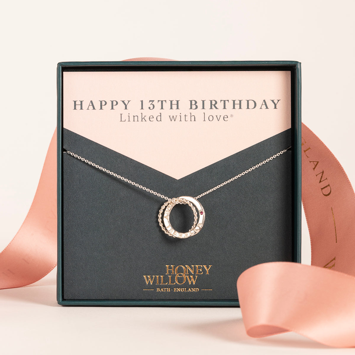 13th Birthday Gift - Personalised Double Link Birthstone Necklace - Petite Silver