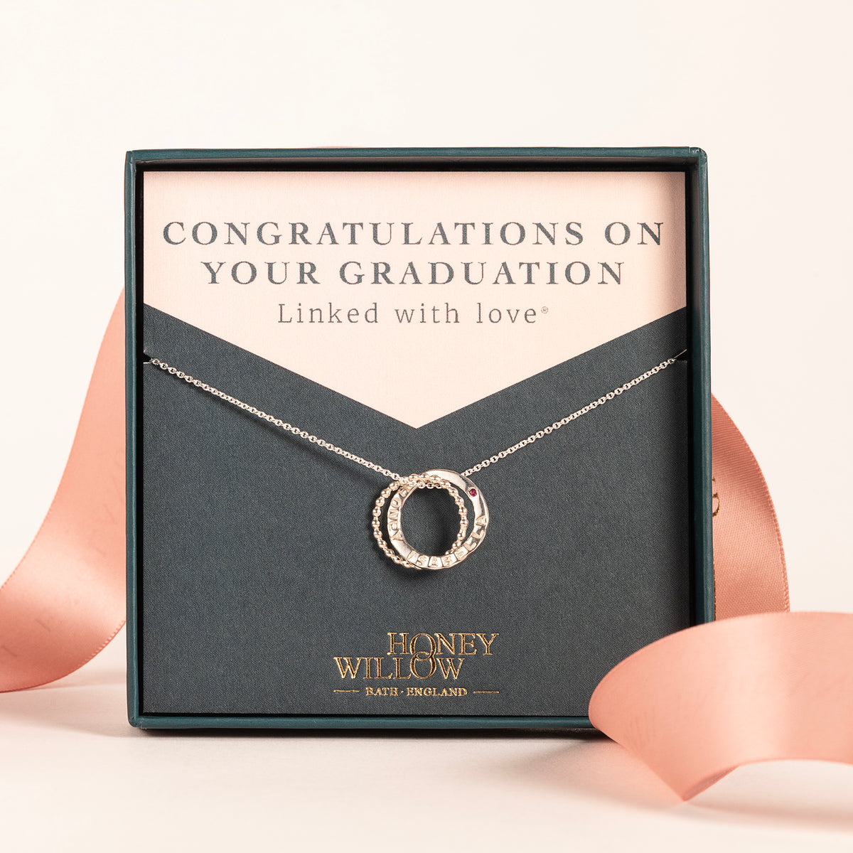 Gift for Graduation - Personalised Birthstone Double Link Necklace - Petite Silver