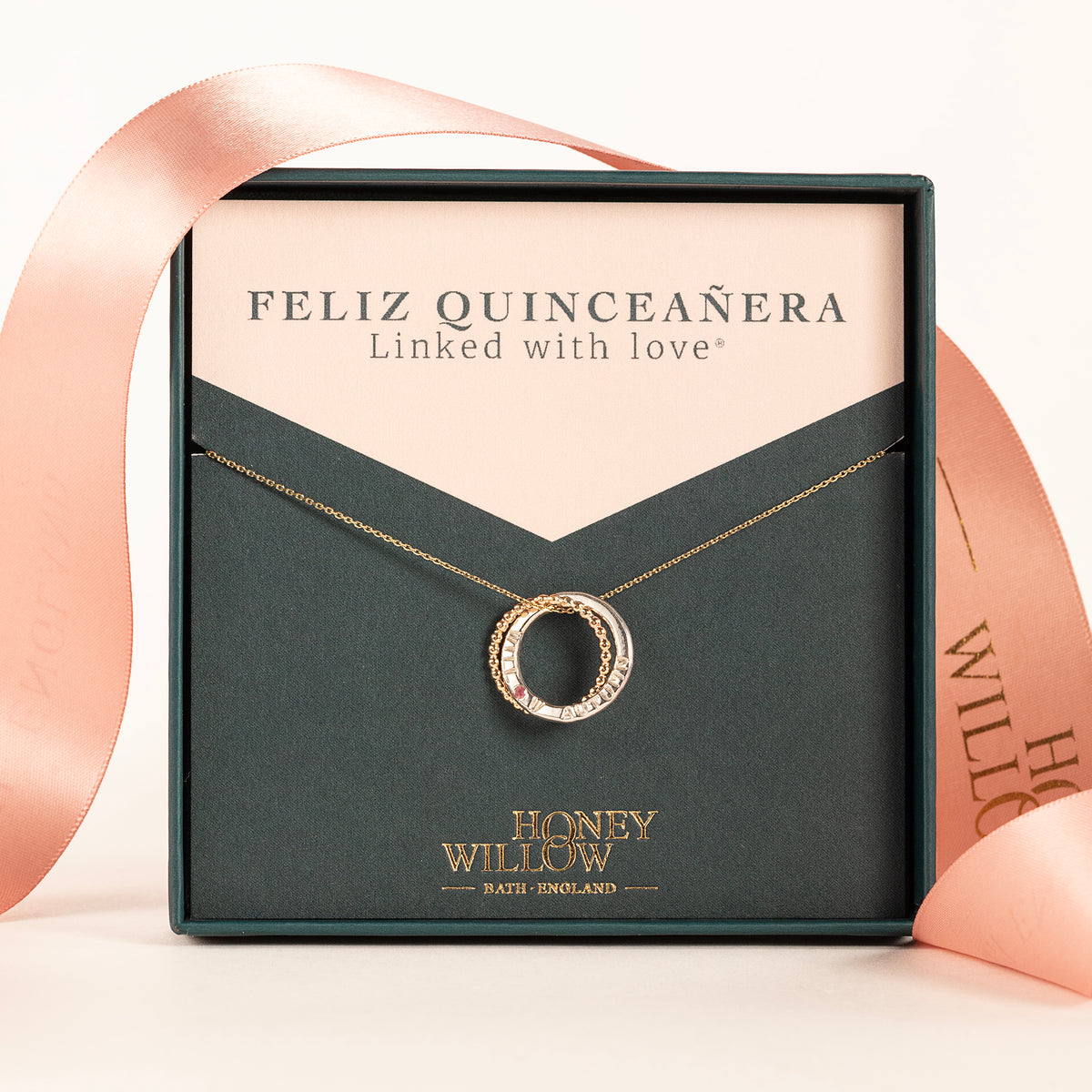 Gift for Quinceañera - Personalised Birthstone Necklace - 9kt Gold & Silver