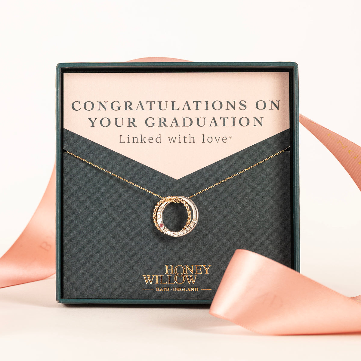 Gift for Graduation - Personalised Birthstone Necklace - 9kt Gold & Silver
