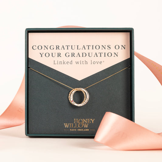 Gift for Graduation - Personalised Birthstone Necklace - 9kt Gold & Silver