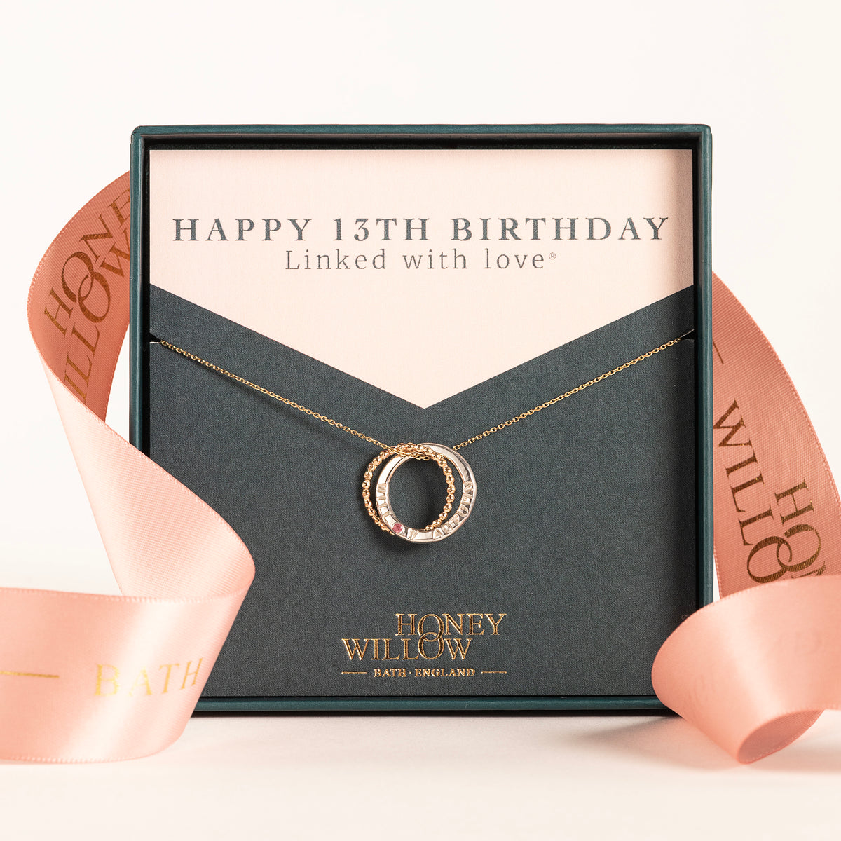 13th Birthday Gift - Personalised Birthstone Necklace - Petite 9ct Gold & Silver