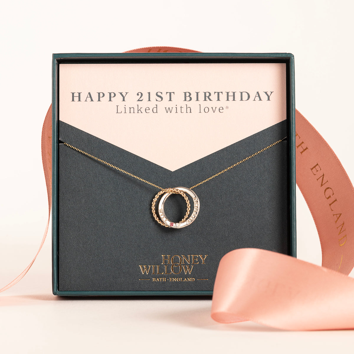 21st Birthday Gift - Personalised Birthstone Necklace - Petite 9ct Gold & Silver