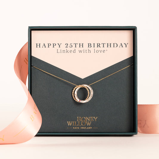 25th Birthday Gift - Personalised Birthstone Necklace - Petite 9ct Gold & Silver