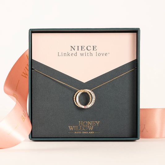 Gift for Niece - Personalised Birthstone Necklace - 9kt Gold & Silver