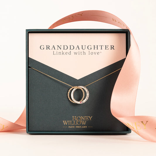 Gift for Granddaughter - Personalised Birthstone Necklace - 9kt Gold & Silver