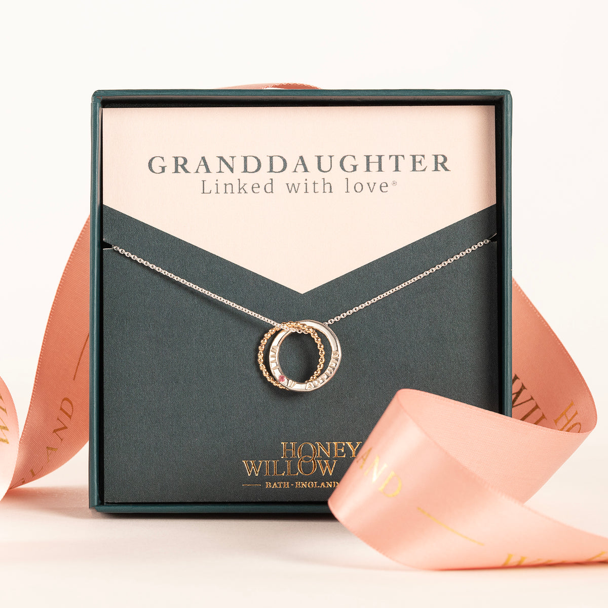 Gift for Granddaughter - Personalised Birthstone Necklace - 9kt Gold & Silver