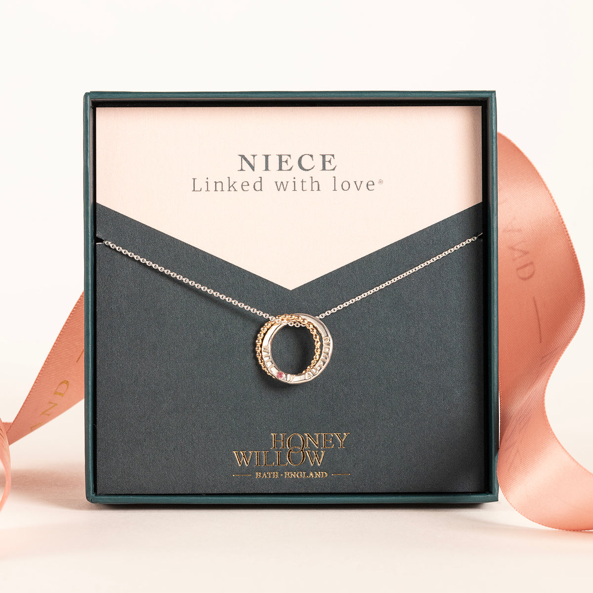 Gift for Niece - Personalised Birthstone Necklace - 9kt Gold & Silver