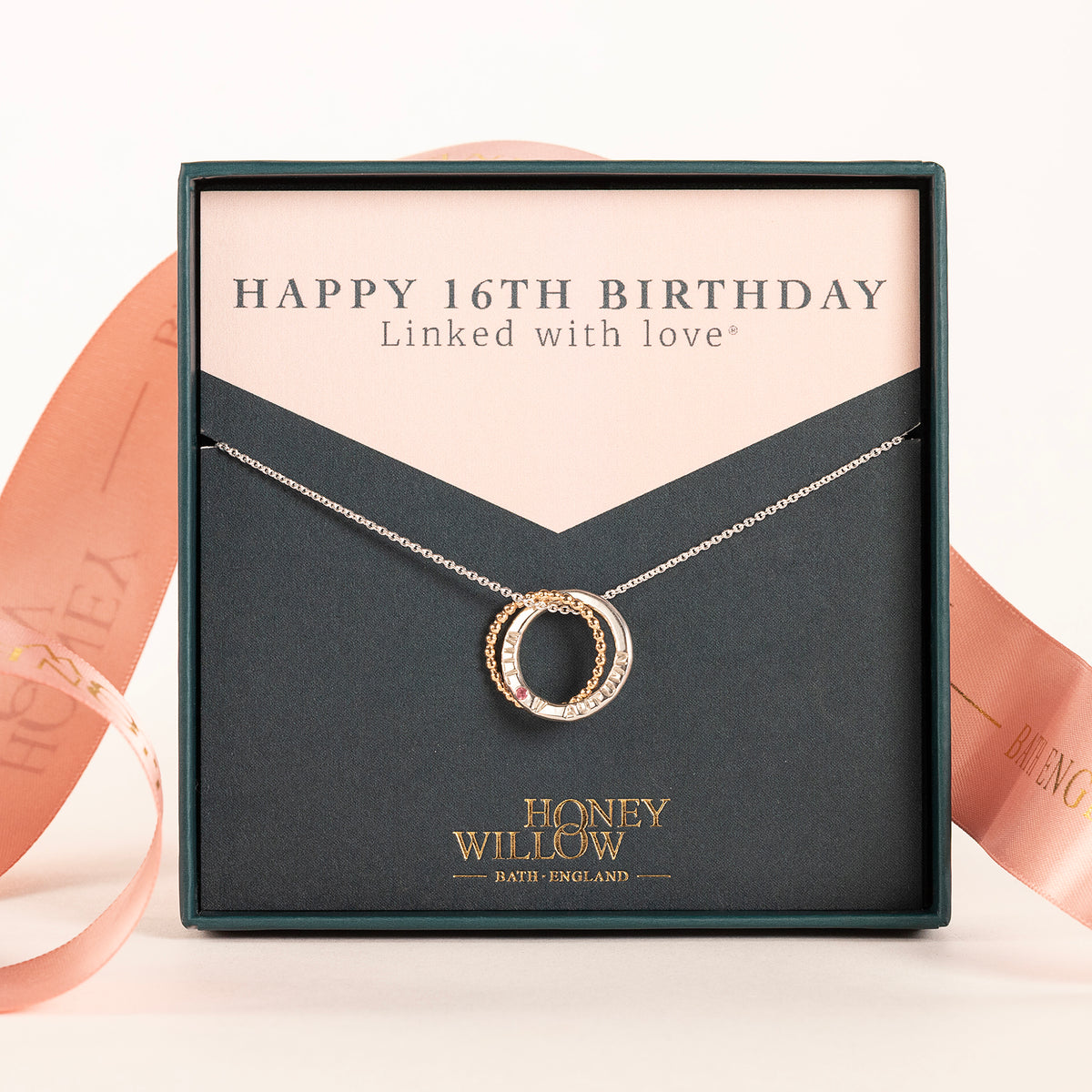 16th Birthday Gift - Personalised Birthstone Necklace - 9kt Gold & Silver Petite