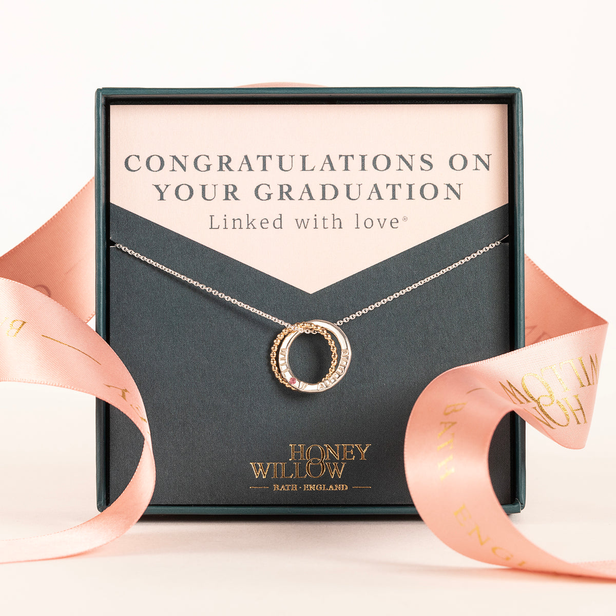Gift for Graduation - Personalised Birthstone Necklace - 9kt Gold & Silver