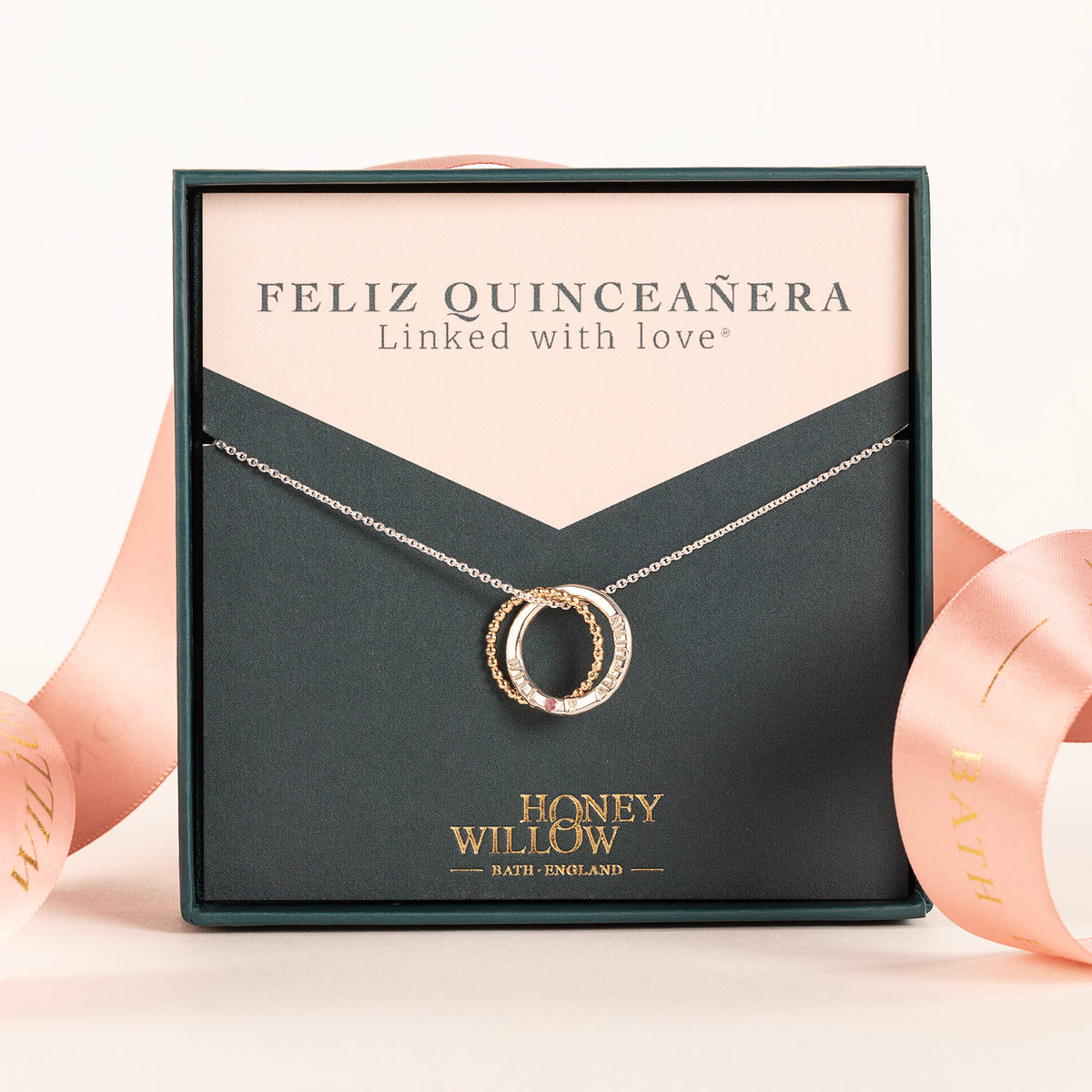 Gift for Quinceañera - Personalised Birthstone Necklace - 9kt Gold & Silver