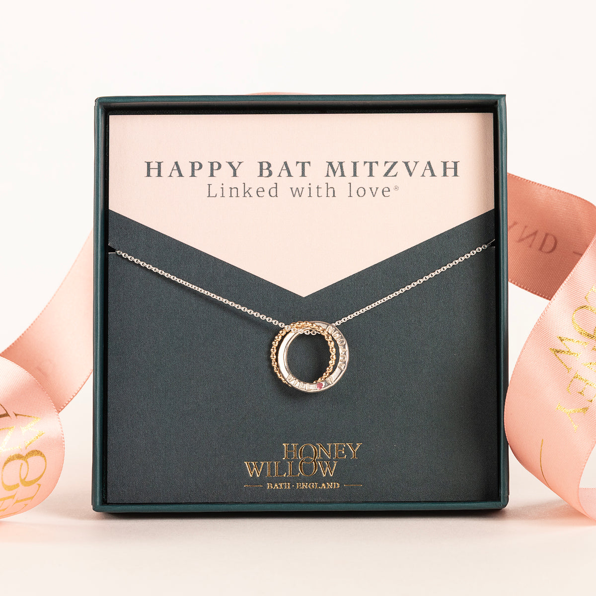 Gift for Bat Mitzvah - Personalised Birthstone Necklace - 9kt Gold & Silver