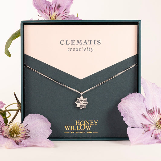 Clematis Flower Necklace - Creativity - Silver
