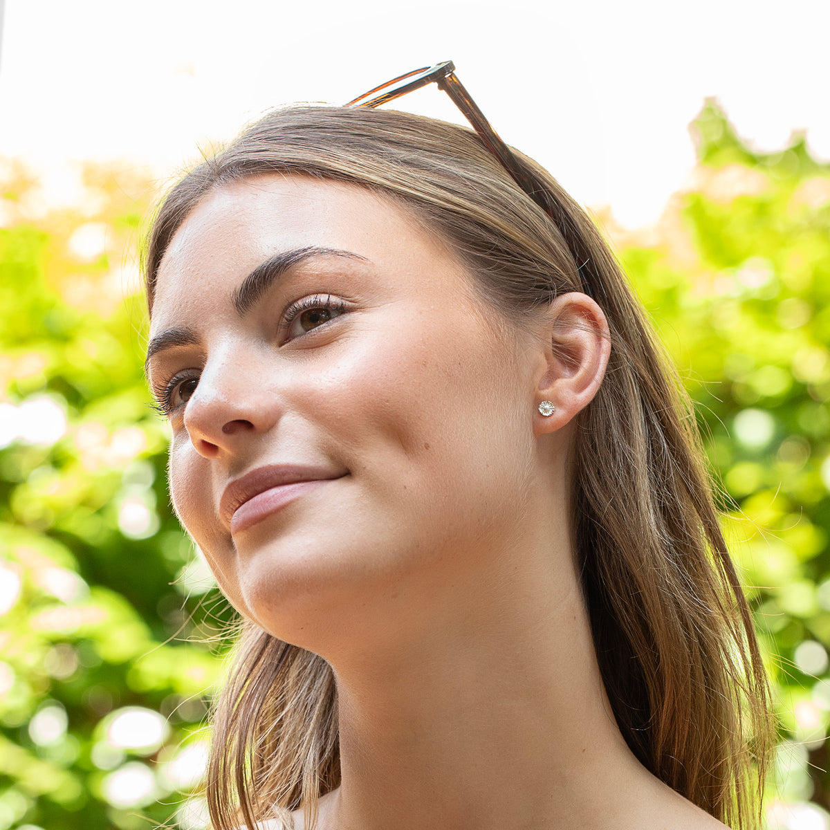 20th Birthday Gift - Aster Flower Stud Earrings - Silver