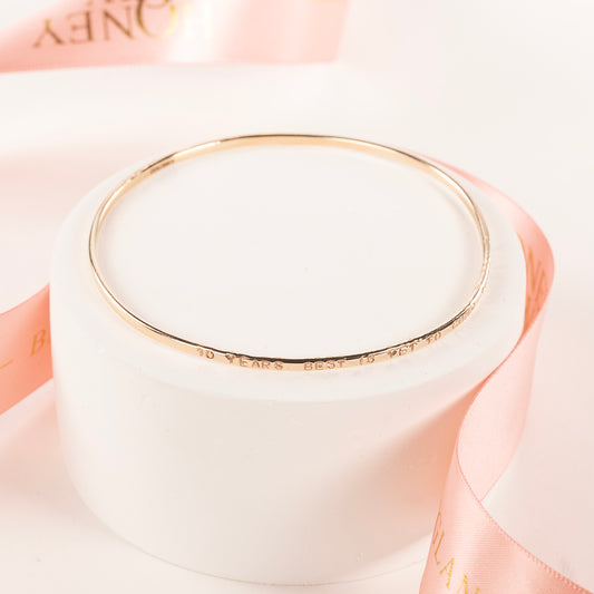 Personalised Names, Phrase or Date Bangle - 9kt Gold