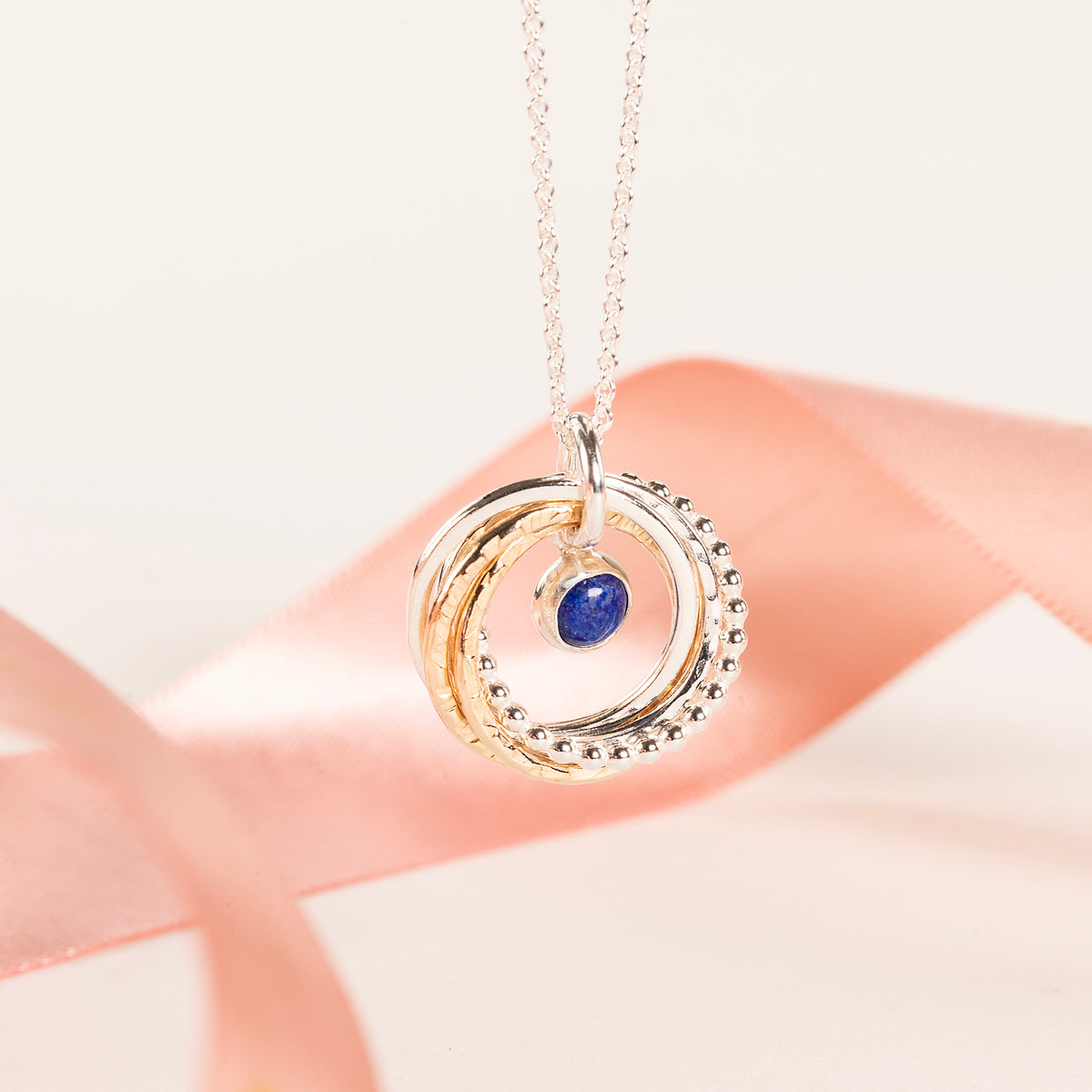 50th Birthday Birthstone Necklace - The Original 5 Links for 5 Decades - Petite Silver & Gold