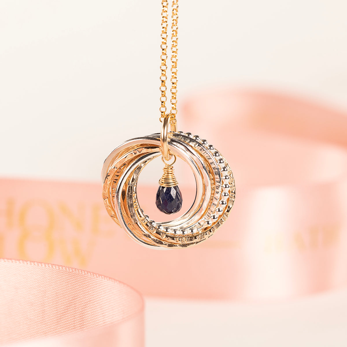 100th Birthday Birthstone Necklace - The Original 10 Links for 10 Decades - Silver & Gold