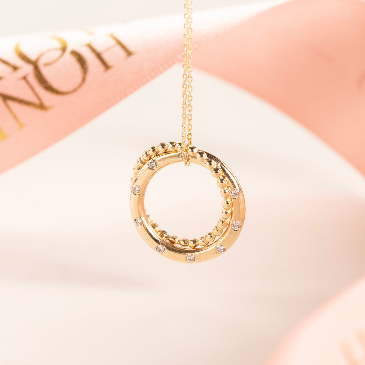 10th Anniversary Necklace - 10 Diamonds for 10 Years - 9kt Gold & Lab Grown Diamonds