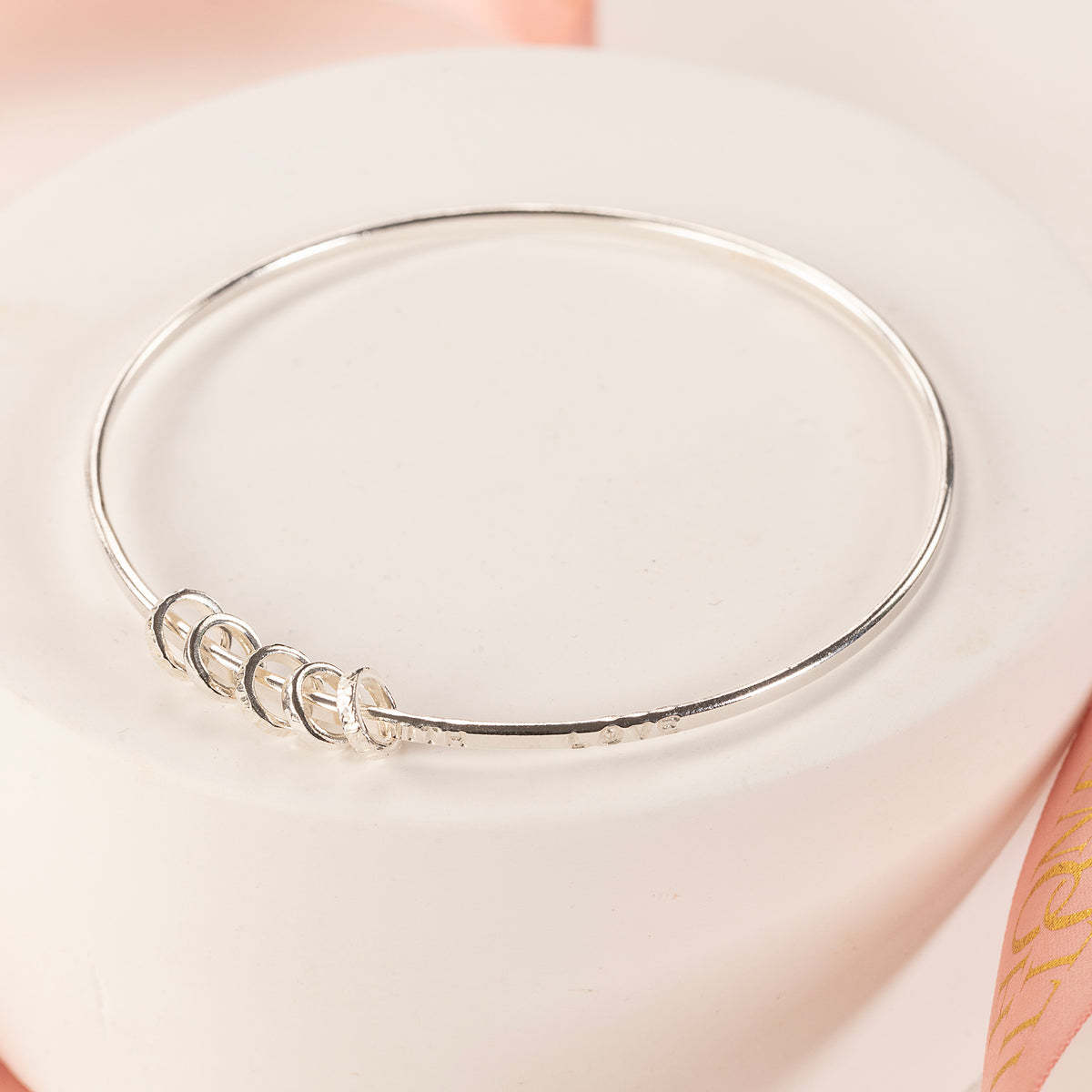 Personalised 50th Birthday Bangle - 5 Links for 5 Decades - Silver