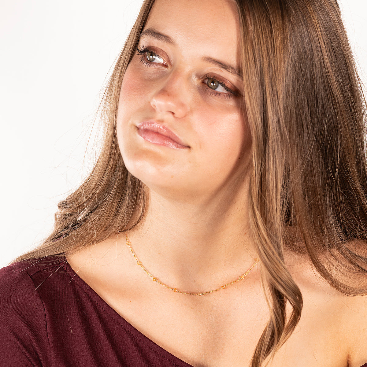 November Birthstone Satellite Necklace - Citrine - Silver & Gold