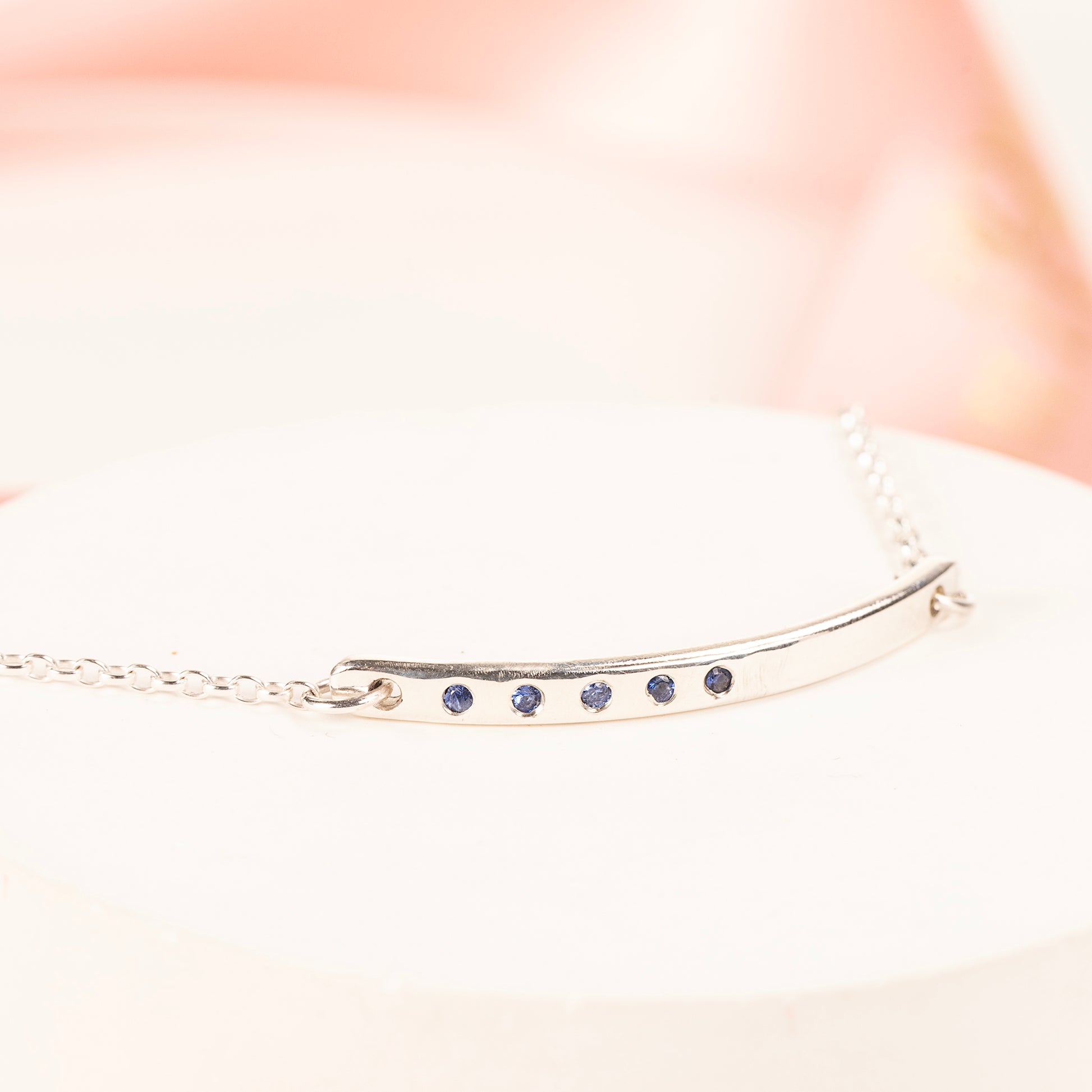 50th Birthday Gift - Birthstone Bar Bracelet - 5 Birthstones for 5 Decades - Silver