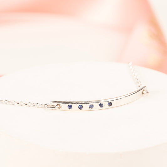 50th Birthday Gift - Birthstone Bar Bracelet - 5 Birthstones for 5 Decades - Silver