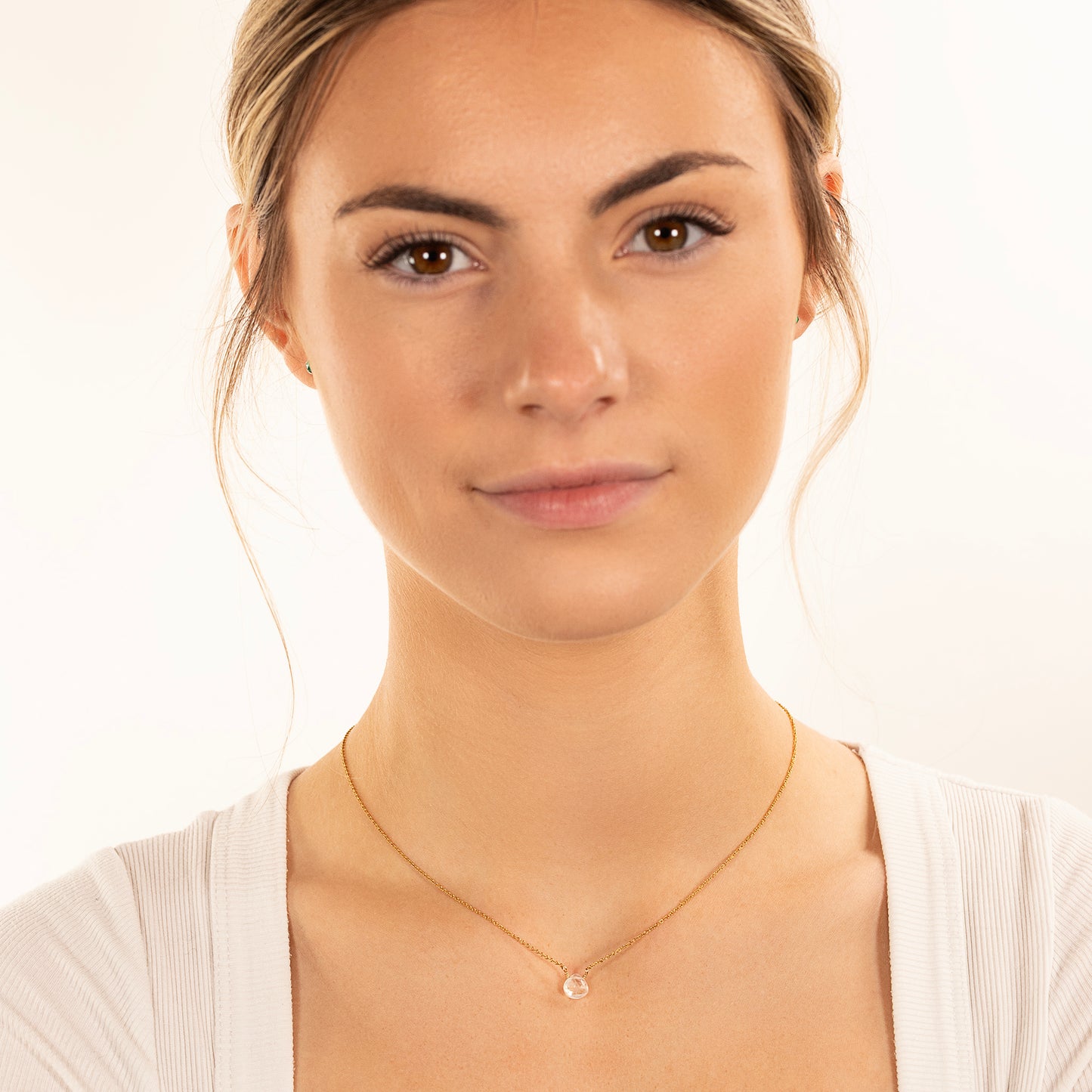 Dainty June Birthstone Necklace - Moonstone - Silver & Gold