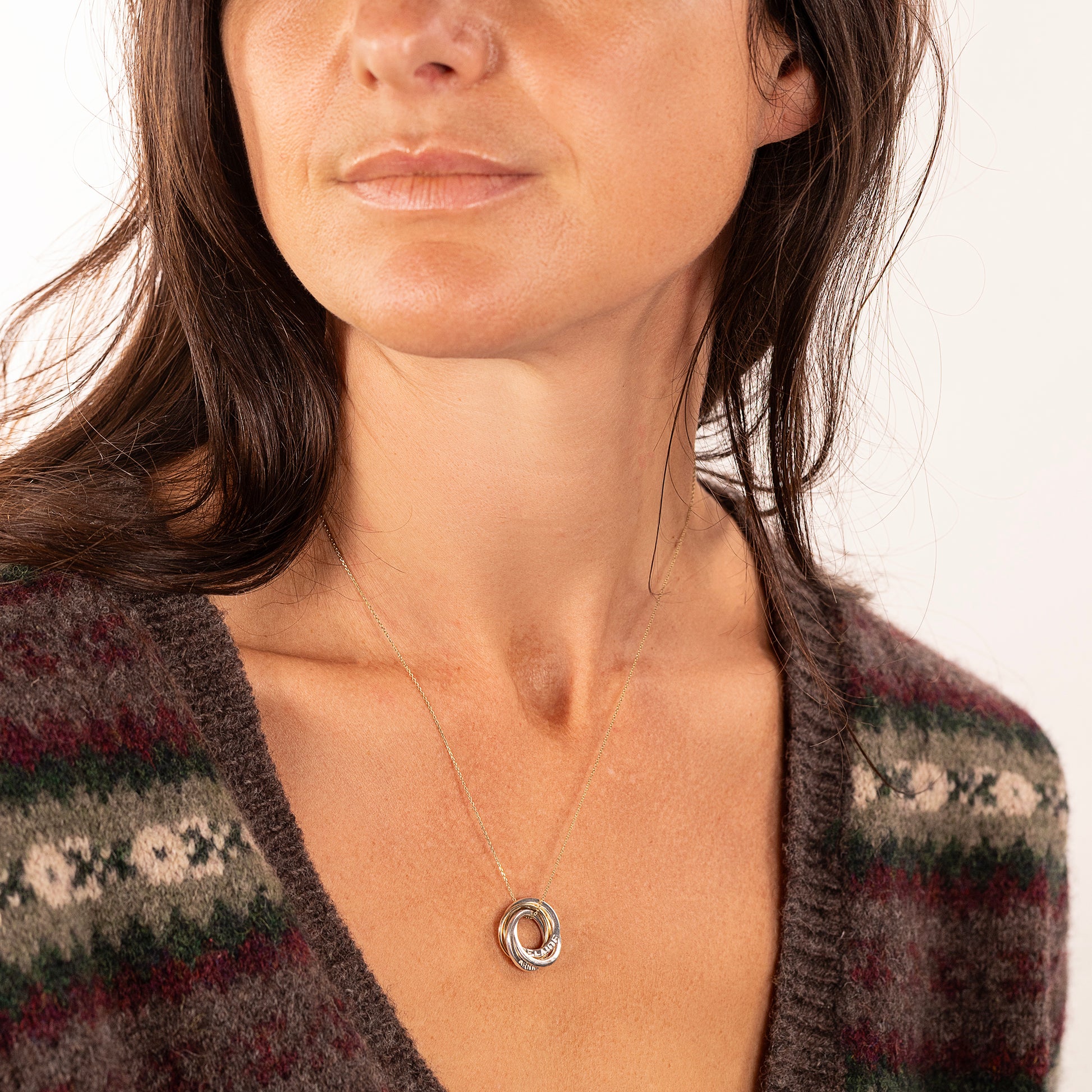 Personalised Family Name Necklace - 4 Links for 4 Loved Ones - 9kt Gold & Petite Silver