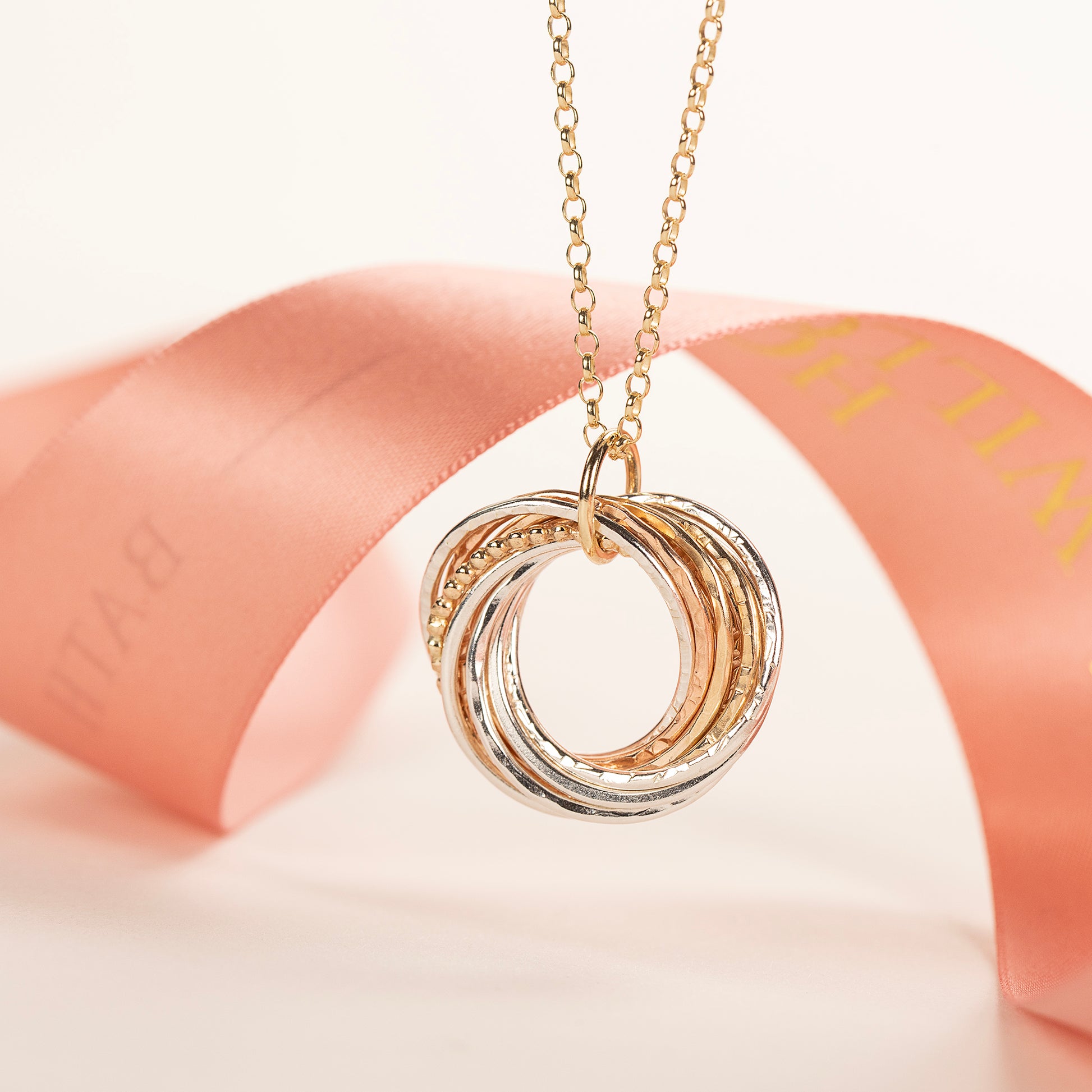 9kt Gold 100th Birthday Necklace - The Original 10 Links for 10 Decades Necklace - Recycled Gold, Rose Gold & Silver