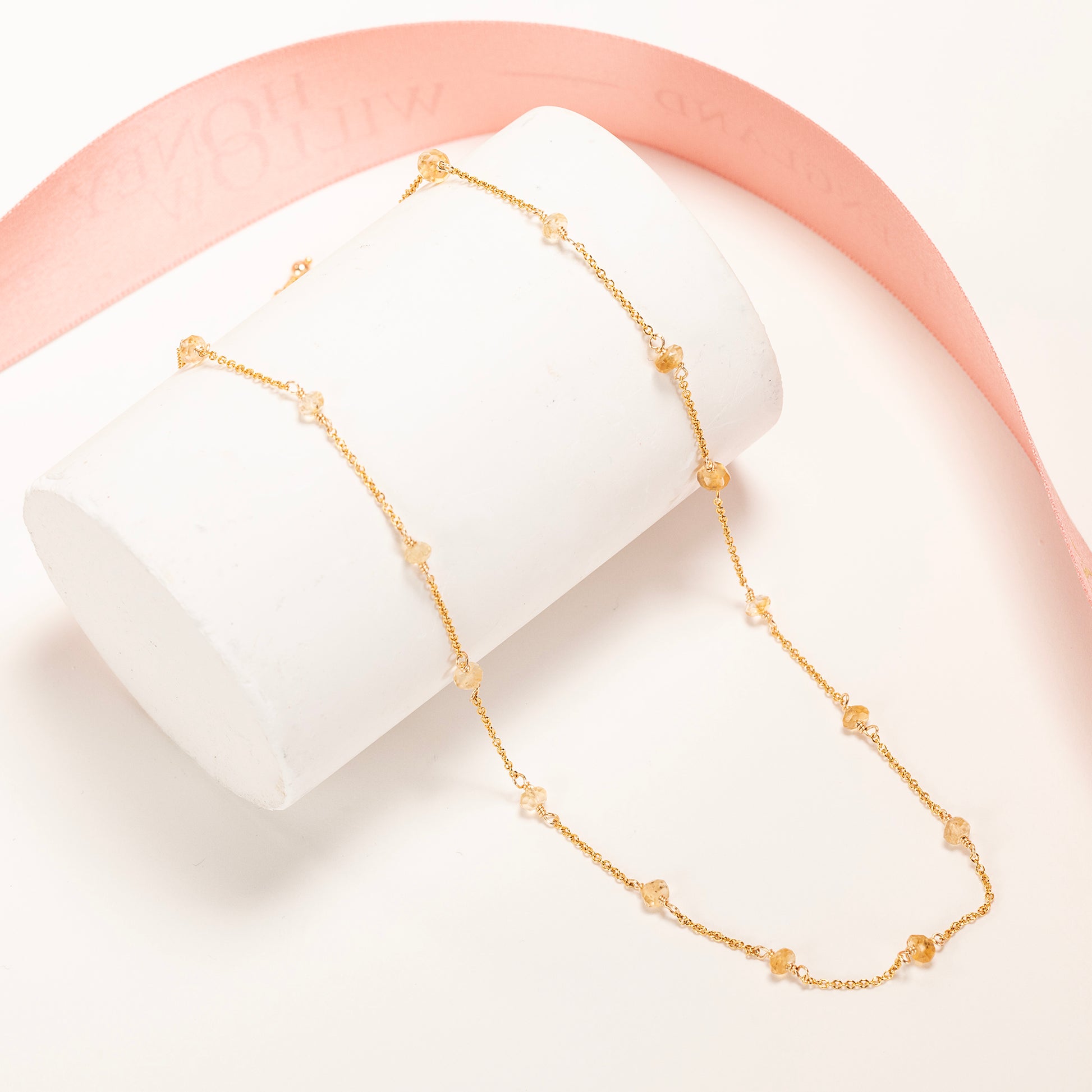 November Birthstone Satellite Necklace - Citrine - Silver & Gold