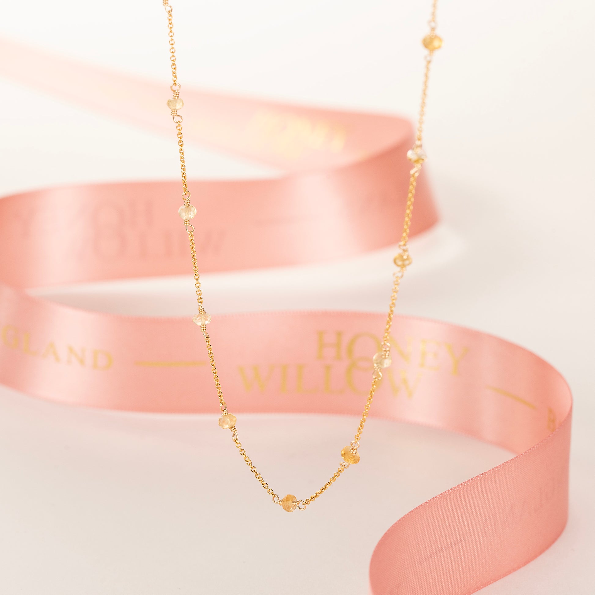 November Birthstone Satellite Necklace - Citrine - Silver & Gold