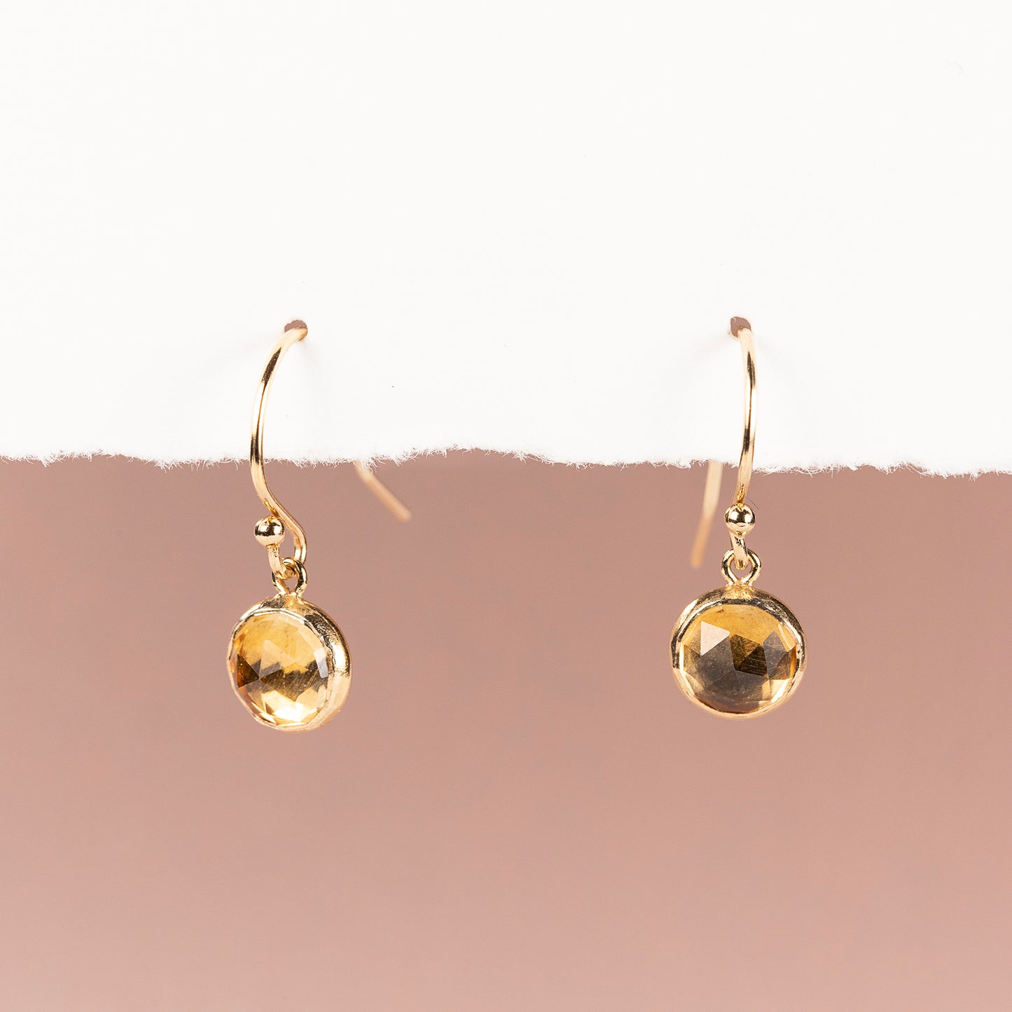 November Birthstone Drop Earrings - Citrine - Silver & Gold