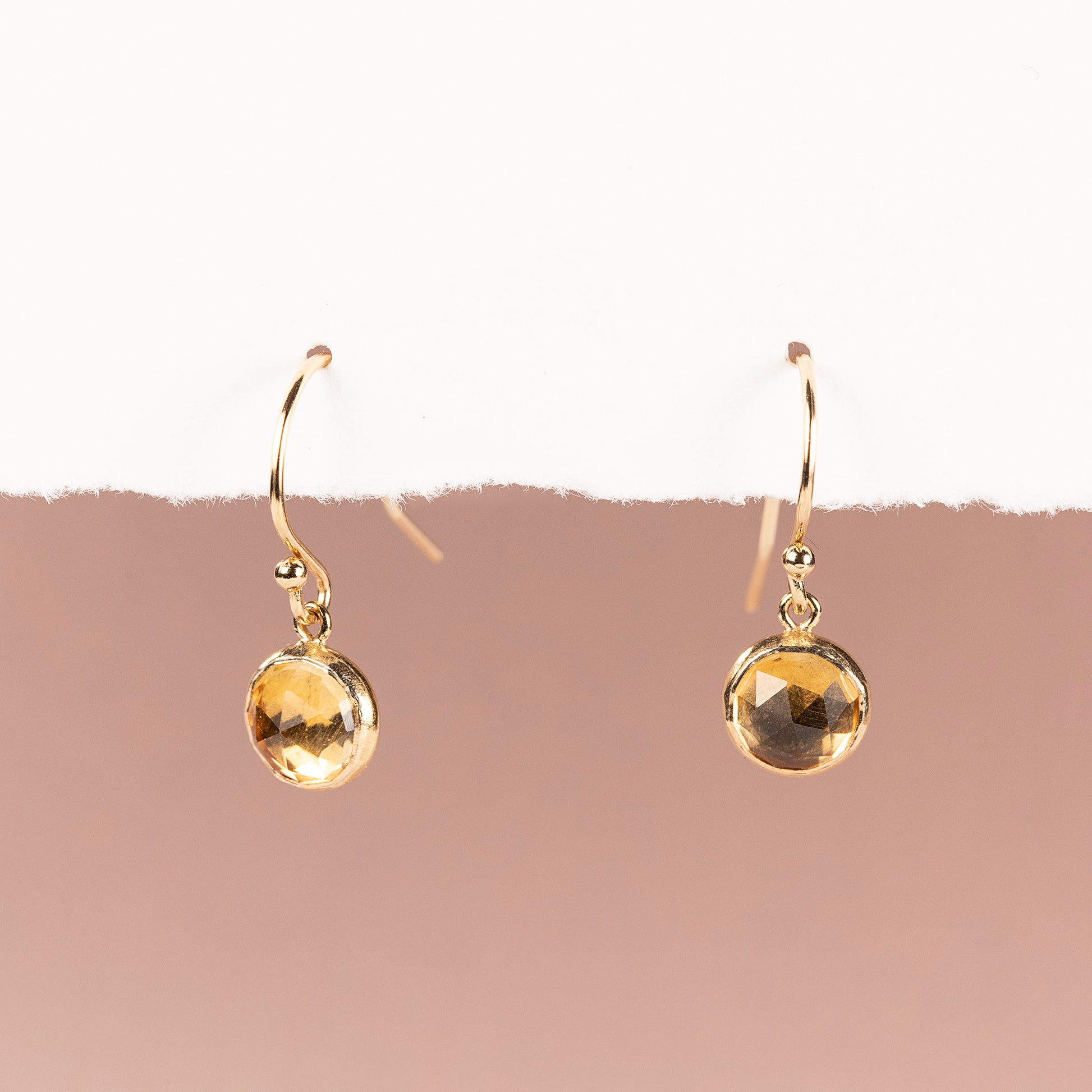 November Birthstone Drop Earrings - Citrine - Silver & Gold