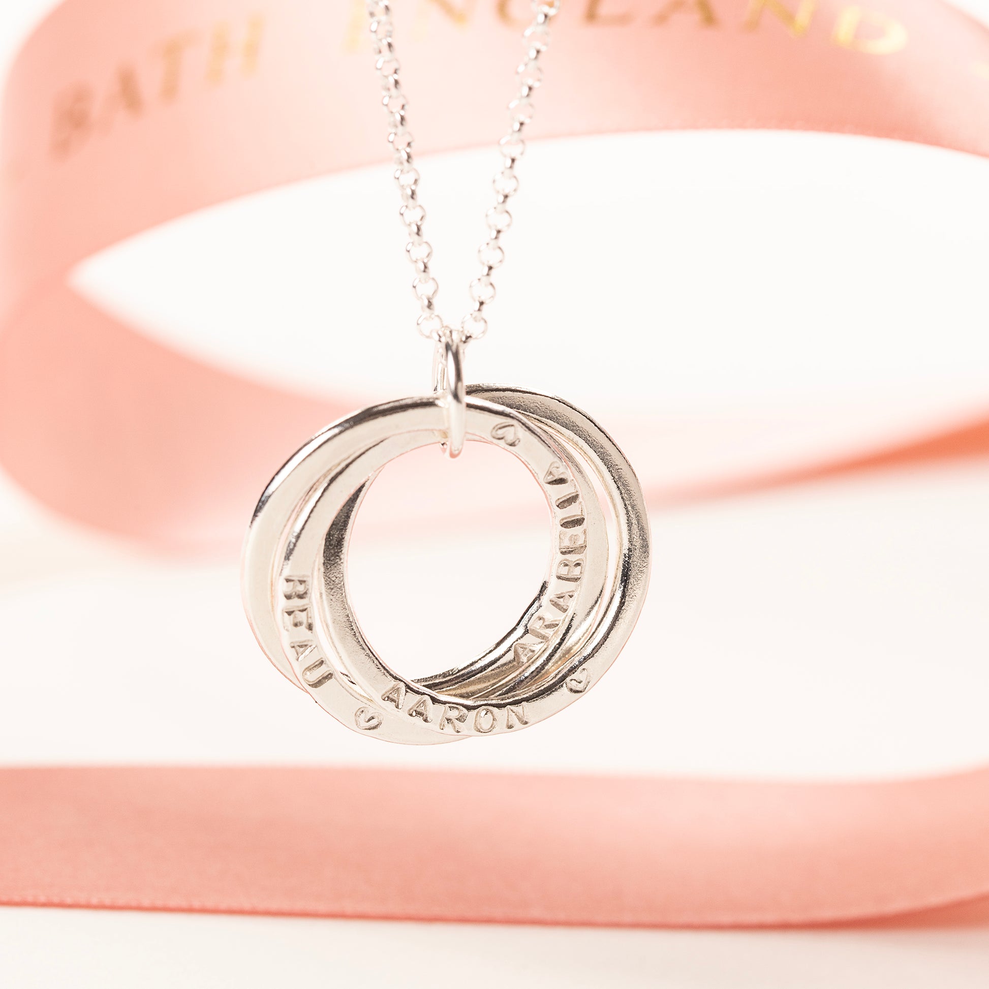 Personalised Family Name Necklace - 3 Links for 3 Loved Ones - Silver