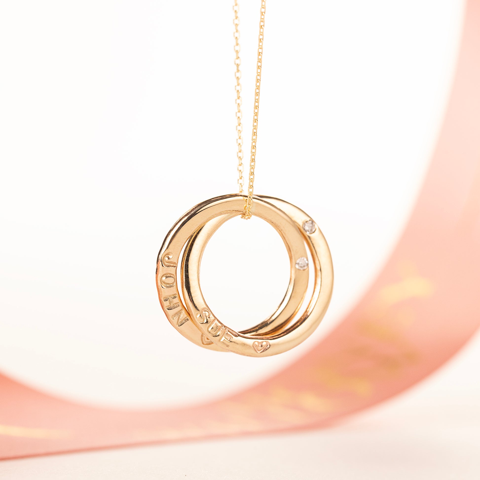 Christmas Gift For Her - Personalised 9kt Gold Double Diamond Necklace
