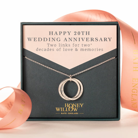 20th Wedding Anniversary Gift - Personalised Double Link Name Necklace - Silver