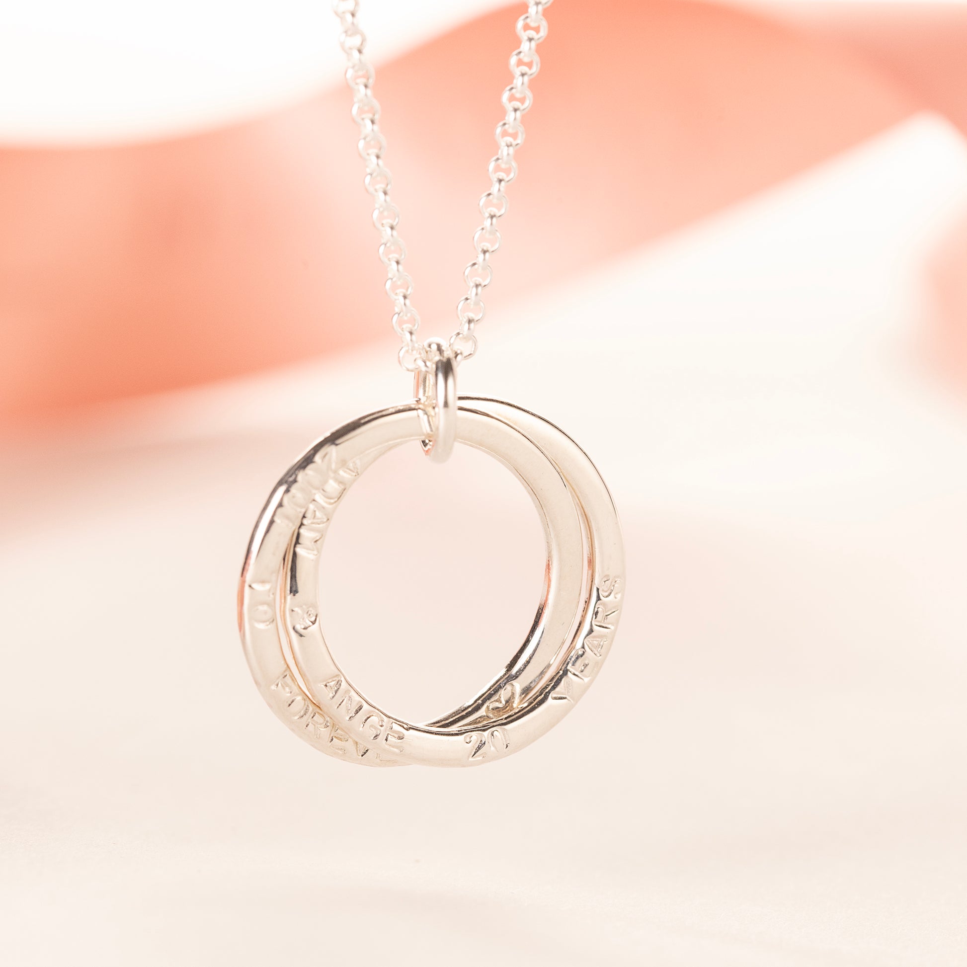 20th Wedding Anniversary Gift - Personalised Double Link Name Necklace - Silver