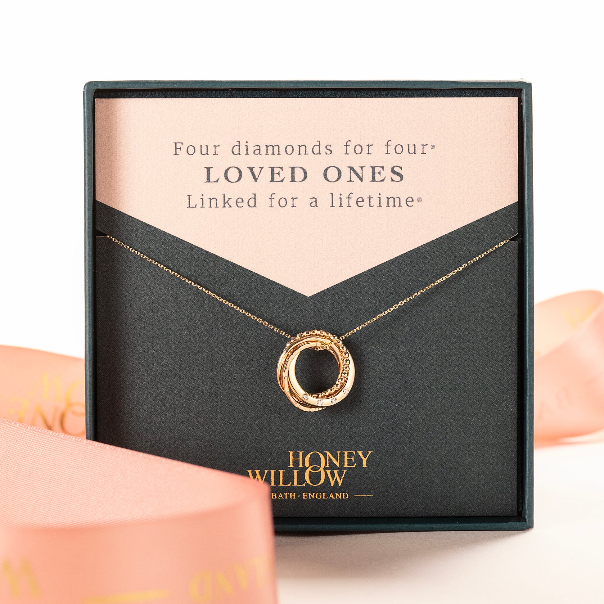 4 Diamonds for 4 Loved Ones Necklace - 9kt Gold & Lab Grown Diamonds