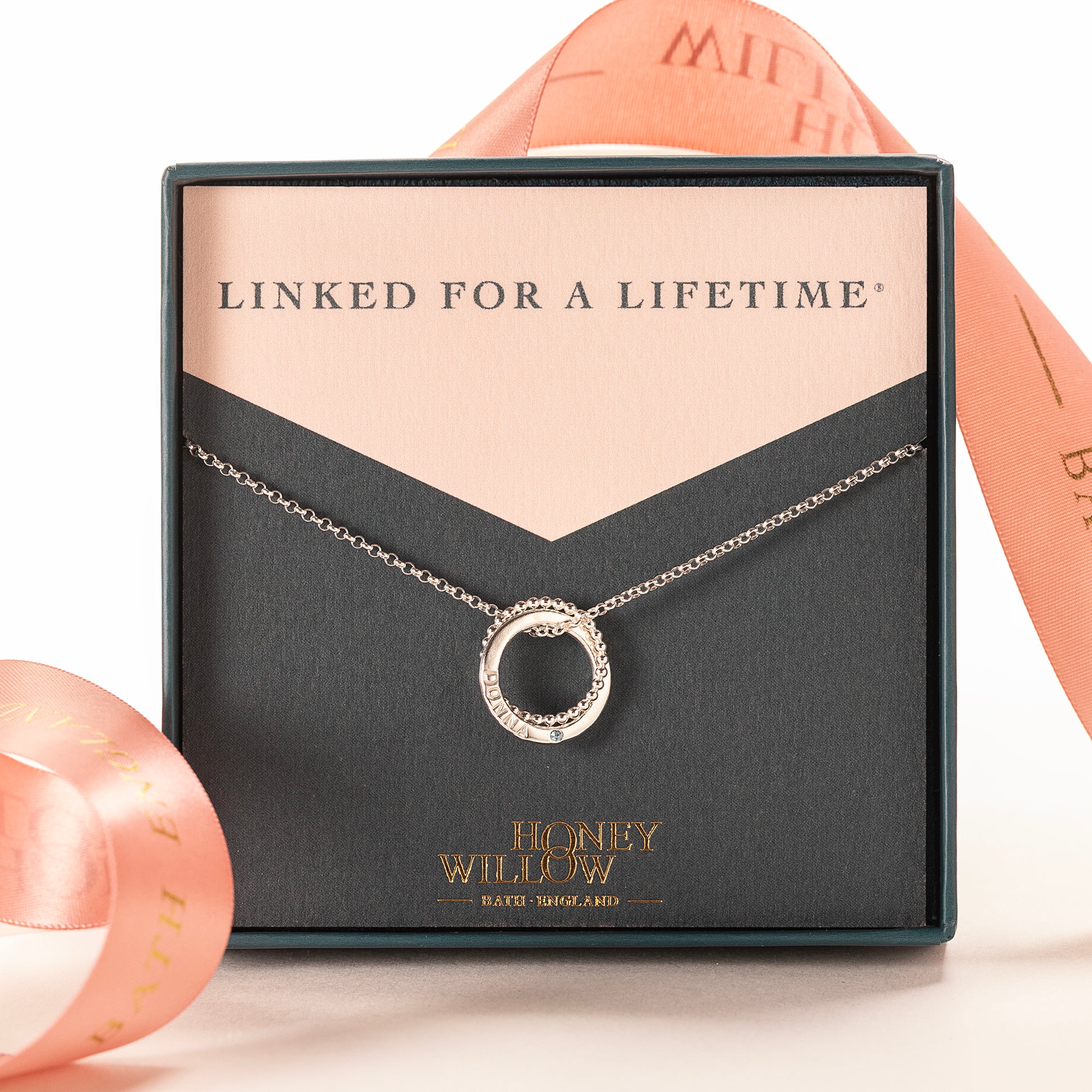 Personalised Double Link Birthstone Necklace - Silver