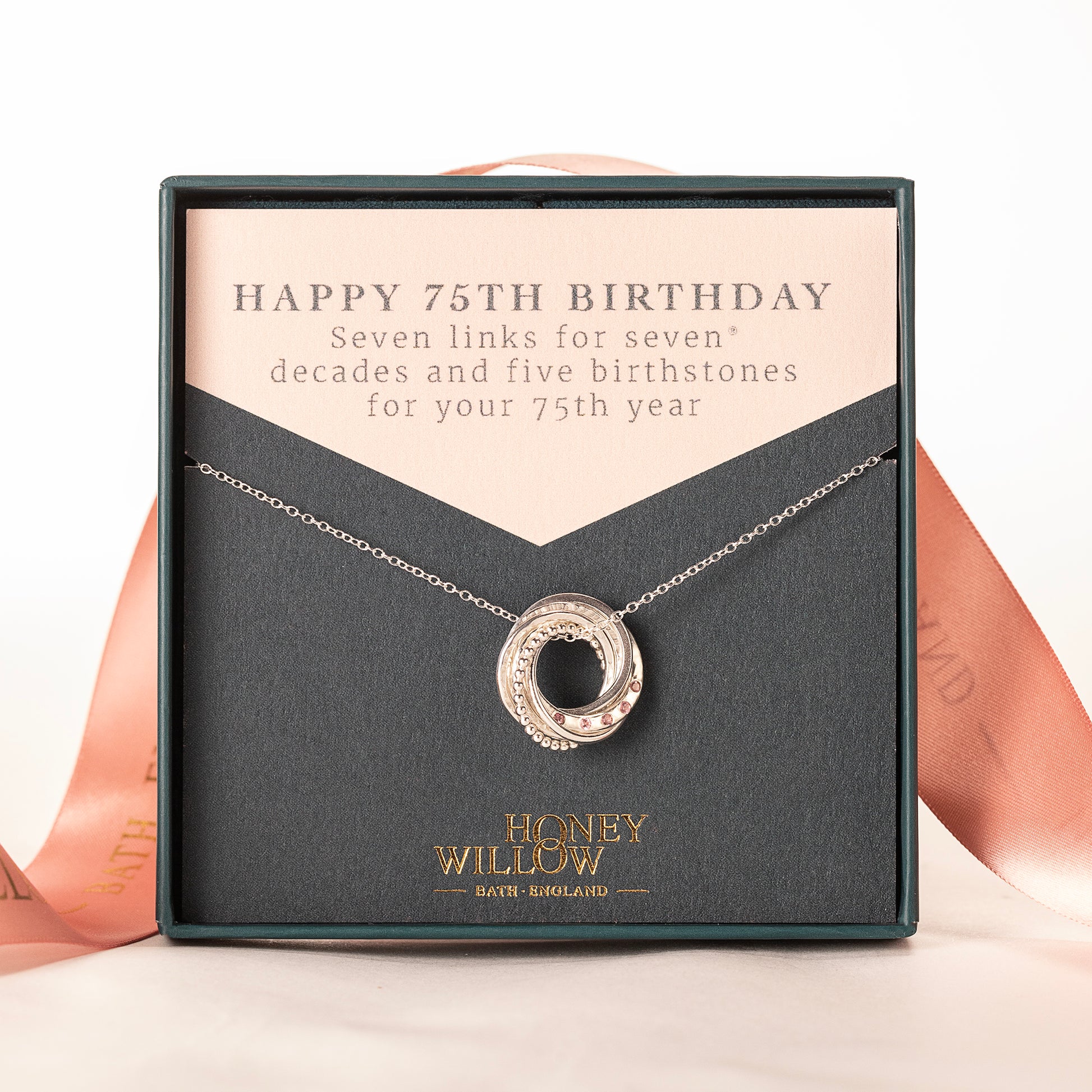 75th Birthday Birthstone Necklace - Petite Silver