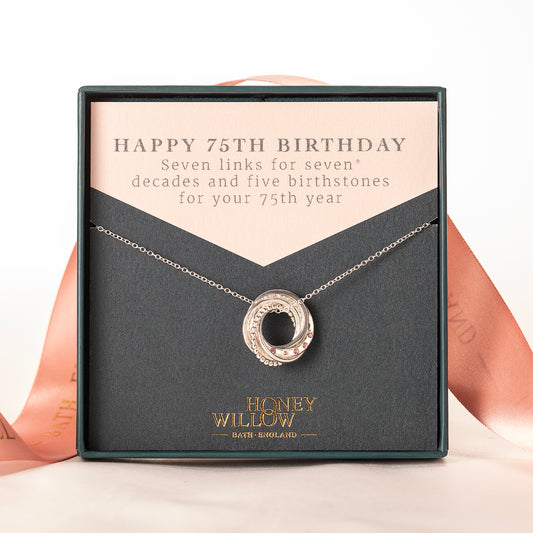 75th Birthday Birthstone Necklace - Petite Silver