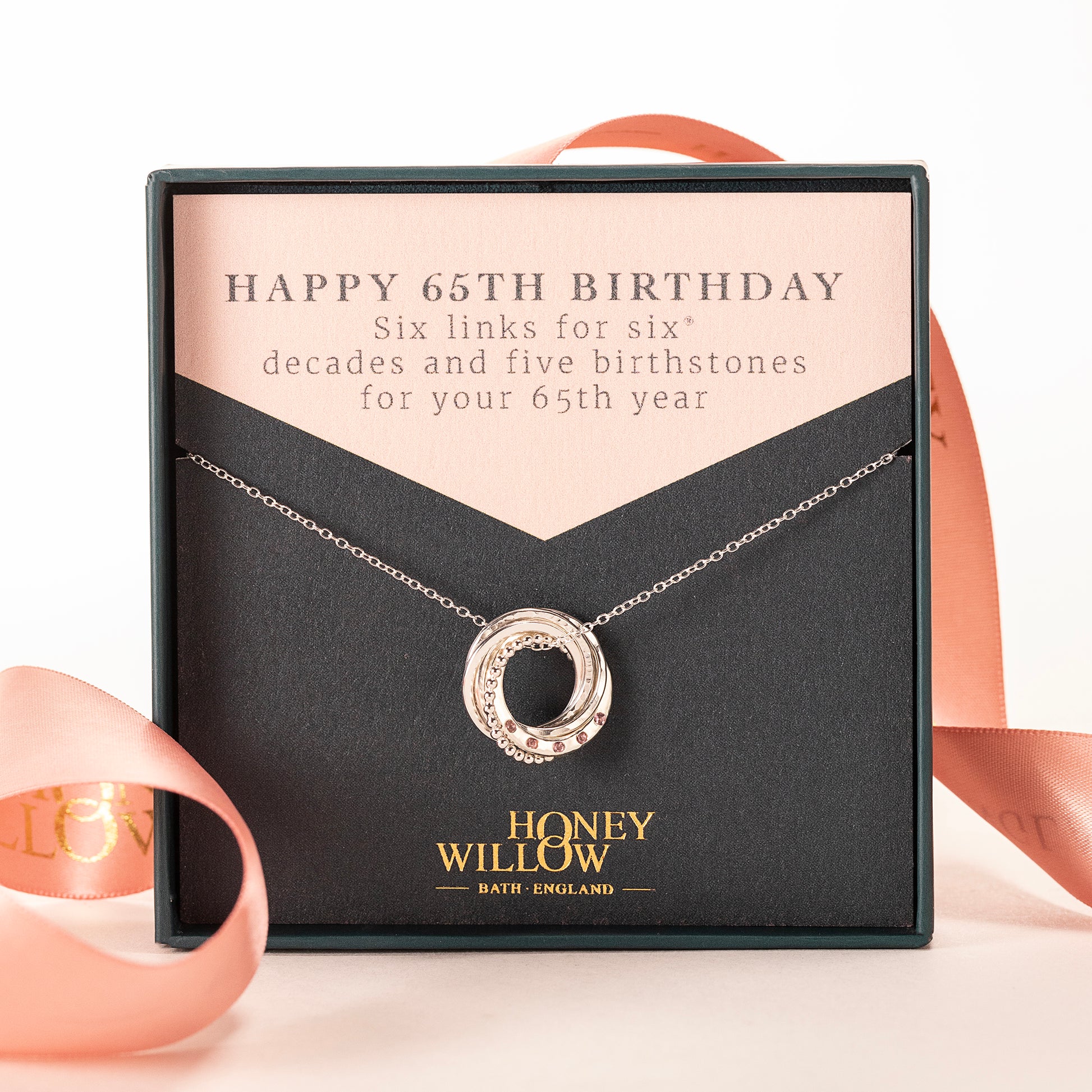 65th Birthday Birthstone Necklace - Petite Silver