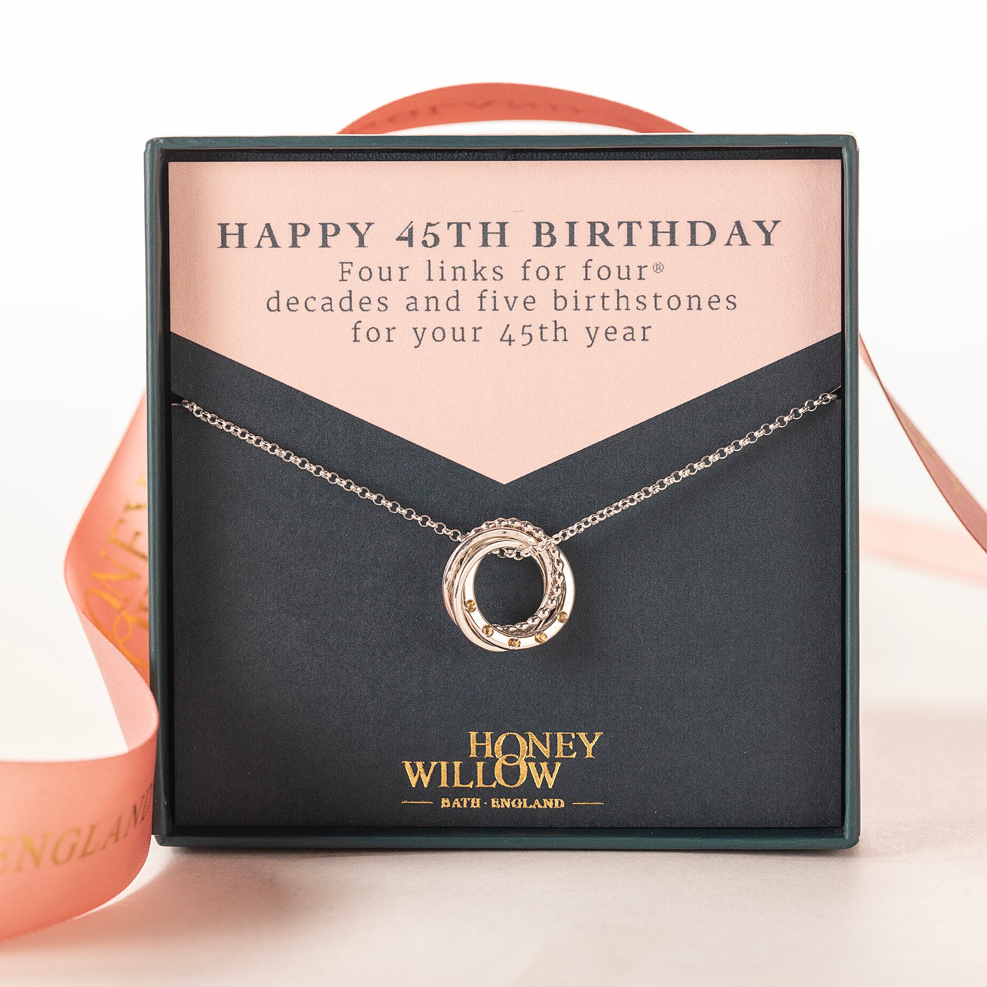 45th Birthday Birthstone Necklace - Silver