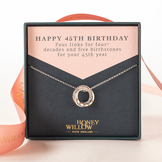 45th Birthday Birthstone Necklace - Silver