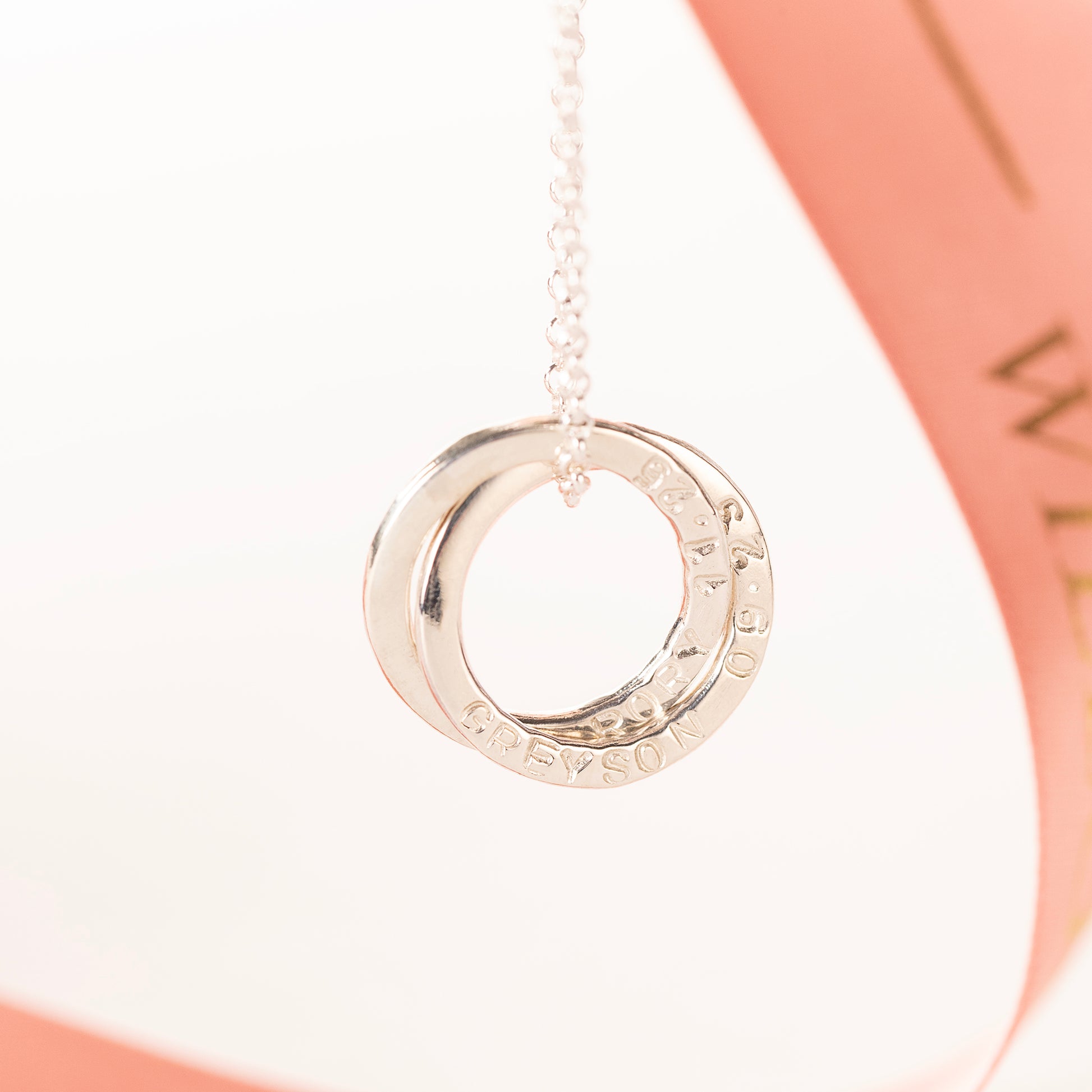 Personalised Family Name Necklace - 2 Links for 2 Loved Ones - Petite Silver